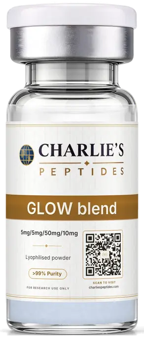 GLOW blend (BPC-157 / TB-500 / GHK-Cu / KPV) research peptide vial